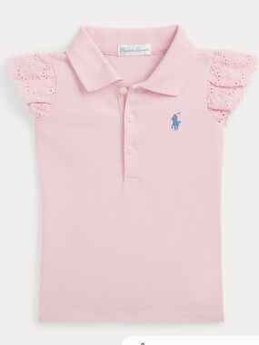 Polo Ralph Lauren Baby Girls Infant Toddler Pink Sleeveless Eyelet Polo Shirt 4T